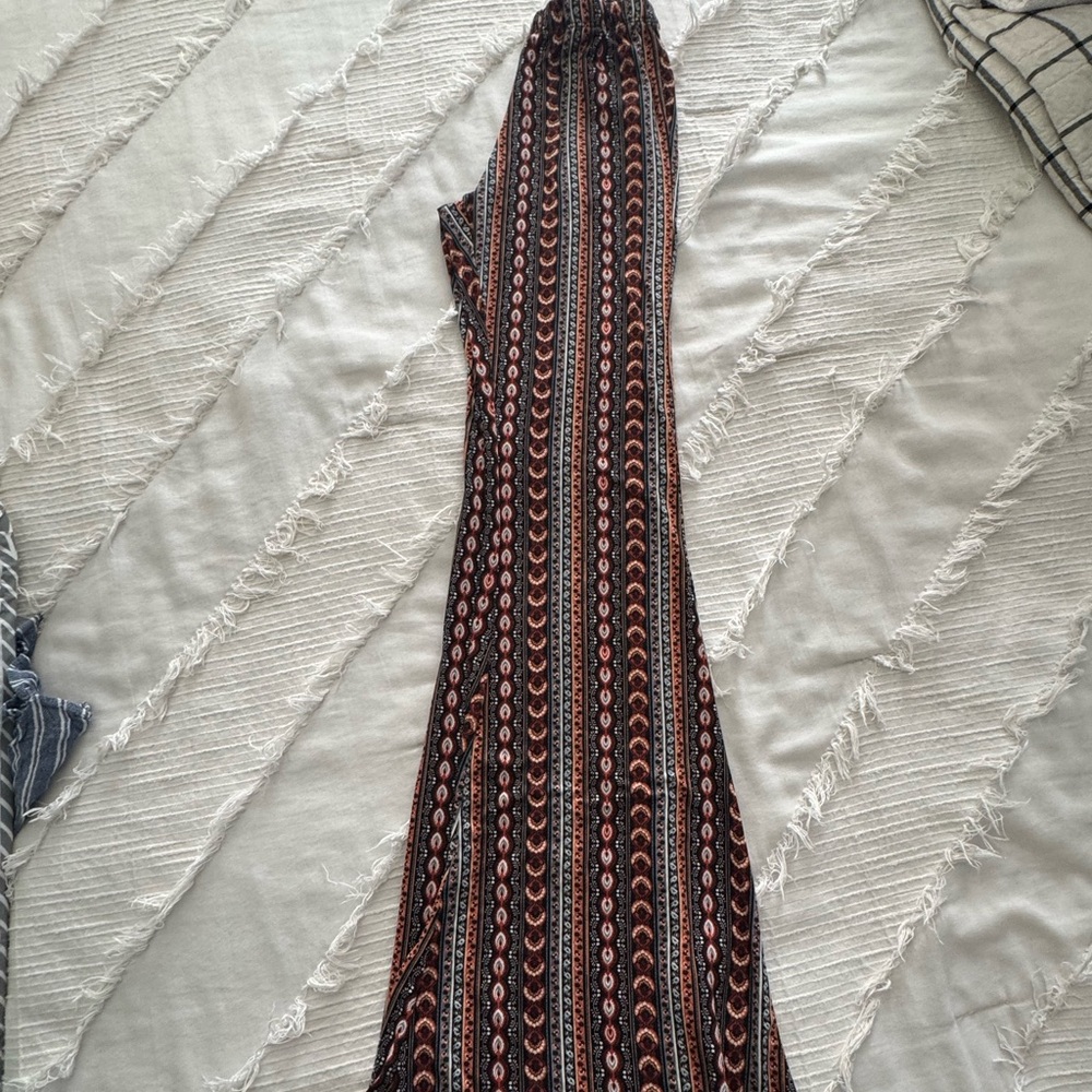 Windsor Vertical Stripe Maxi Dress in Black and Rust